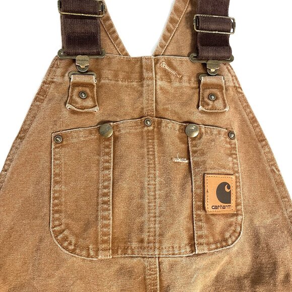 Carhartt Overalls Men’s 30x30 Duck Canvas Bib Double Knee Flannel Lined R42 BRN - Picture 6 of 16